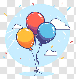 Birthday Balloons - Colorful Party Balloons In A Festive Design Transparent PNG