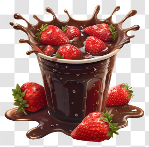 Chocolate Milk - Chocolate Cup With Strawberries Transparent PNG