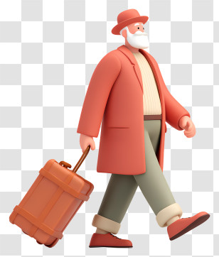 Old Man Carrying Suitcase - Cartoon Traveler With Suitcase Transparent PNG