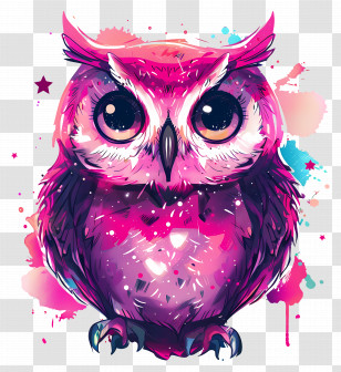 Owl - Adorable Colorful Owl Artwork Transparent PNG
