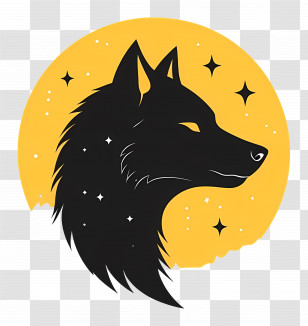 Wolf Head - Black Wolf Silhouette Against Moon Illustration Transparent PNG