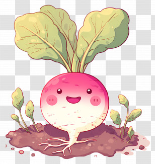 Cartoon Radish - Happy Radish Cartoon Transparent PNG