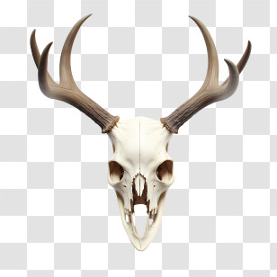 Deer Skull - Realistic Deer Skull With Antlers Transparent PNG