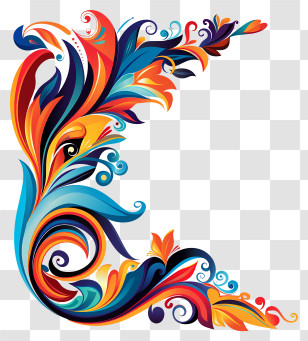 Corner - Decorative Colorful Floral Design Transparent PNG