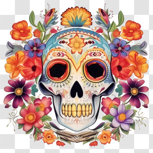 Day Of The Dead
 - Floral Decorated Skull For Day Of The Dead Transparent PNG