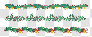 Garland - Row Of Christmas Garlands With Bells And Ribbons Transparent PNG