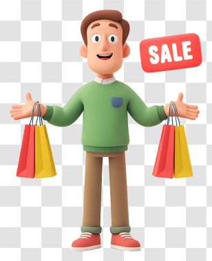 Man Carrying Shopping Bags - Happy Shopper With Sale Bags Transparent PNG
