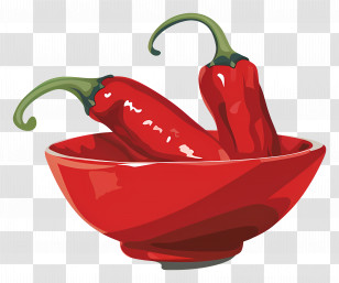 Red Bowl With Peppers - Red Bowl With Peppers Illustration Transparent PNG
