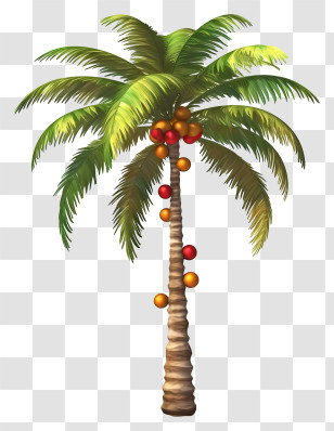 Palm Tree - Coconut Palm Tree With Fruits Illustration Transparent PNG
