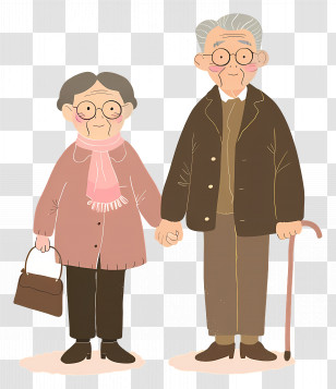 Old People - Elderly Couple Holding Hands Art Transparent PNG