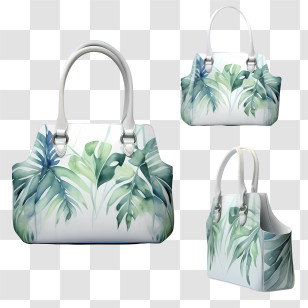Handbag Day - Fashionable Tropical Print Handbag Illustration Transparent PNG