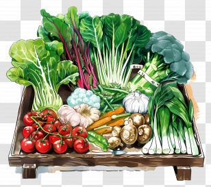 Vegetable - Assorted Fresh Vegetables On A Tray Transparent PNG
