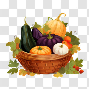 Harvest Festival - Harvest Basket With Fall Vegetables Transparent PNG