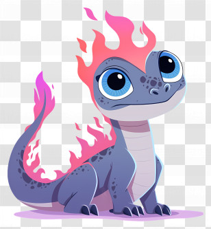 Bruni - Cute Fire Lizard With Flames Transparent PNG