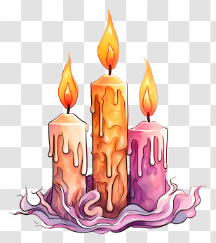 Heart Shaped Candles - Decorative Melting Candles With Colorful Wax Transparent PNG