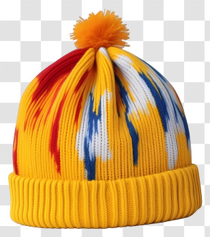 Yellow Knit Cap - Bright Knitted Yellow Beanie With Pom-Pom Transparent PNG