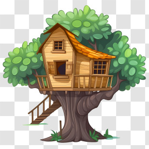 Tree House - Simple Treehouse With Orange Roof Tiles Transparent PNG