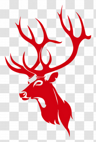 Simple Design - Majestic Red Deer With Antlers Transparent PNG