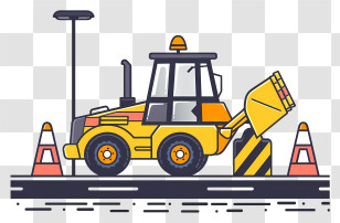 Road Construction - Yellow Bulldozer At Roadwork Site Transparent PNG