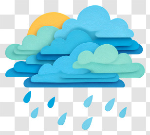 Rainstorm With Gray Clouds - Colorful Rain Clouds With Droplets Transparent PNG