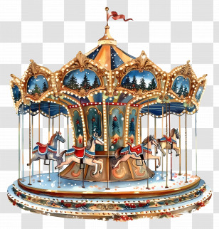 Christmas Carousel - Decorative Carousel Ride Transparent PNG