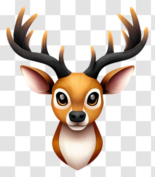 Deer Face - Cartoon Deer With Antlers Transparent PNG