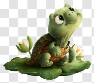 World Turtle Day - Cute Cartoon Turtle On Leaf Transparent PNG