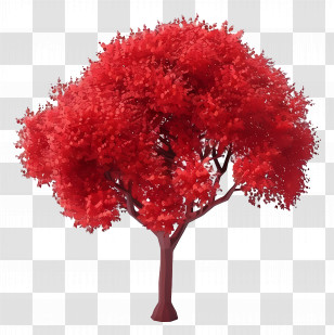 Animated Tree - Bright Red Tree With Vibrant Foliage Transparent PNG