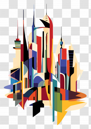 City Of Lights - Colorful Abstract Cityscape Artwork Transparent PNG