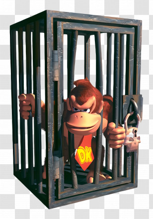 Donkey Kong - Caged Cartoon Gorilla Character Transparent PNG