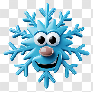 Snowflake - Cute Blue Snowflake With A Face Transparent PNG