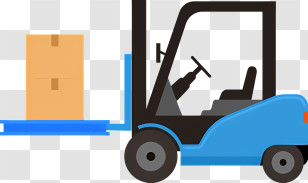 Cartoon - Blue Forklift Used For Cargo Handling Transparent PNG