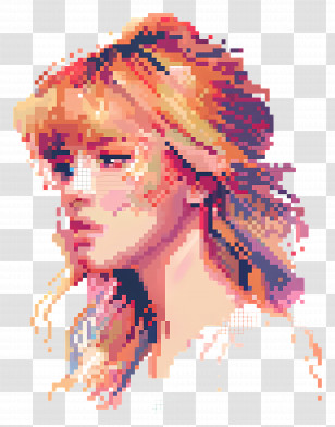 Pixel Taylor Swift - Pixel Art Woman Portrait Transparent PNG