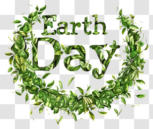 Earth Day - Earth Day Theme With Leafy Design Transparent PNG
