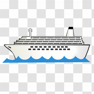 Cruise Ship On Waves - Cruise Ship On Ocean Waves Transparent PNG