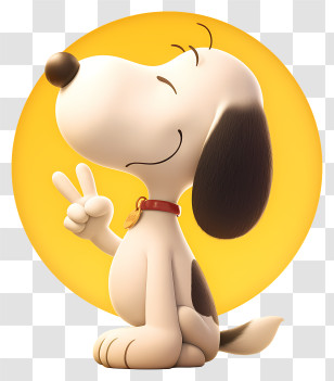 Snoopy 3d - Peaceful Dog With Yellow Background Transparent PNG