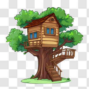 Tree House - Wooden Treehouse In Forest Illustration Transparent PNG