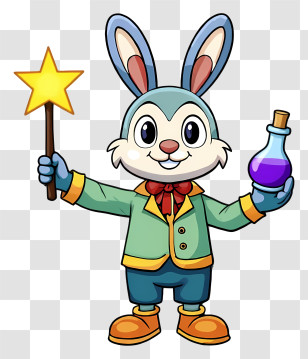 Halloween Bunny - Blue Rabbit With Magic Wand Transparent PNG
