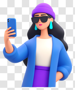 Stylish Woman Taking Selfie - Fashionable Woman Taking Selfie Transparent PNG