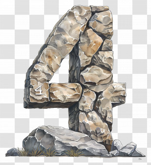 Number 4 - Stone Number 4 Transparent PNG