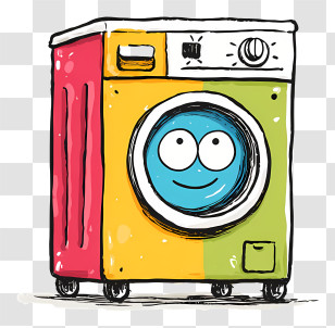 Cartoon Washing Machine - Happy Colorful Washing Machine Transparent PNG