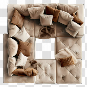 Sofa Top View - Beige Cushions On Sofa Transparent PNG
