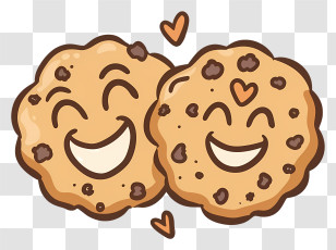 Chocolate Chip Cookies - Smiling Cartoon Chocolate Chip Cookies Transparent PNG