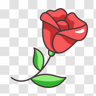 Red Flower - Cartoon Style Red Rose Illustration Transparent PNG