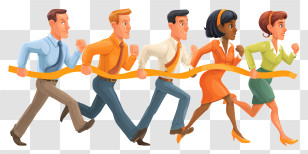 People Crossing Finish Line - Business People Running In A Race Transparent PNG