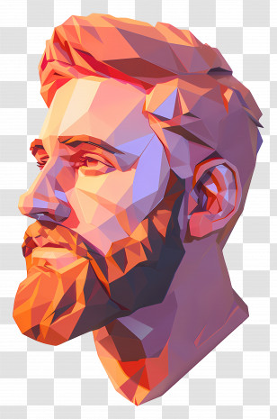 Man Face - Low-poly Digital Illustration Of Male Profile Transparent PNG