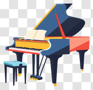 Piano - Colorful Grand Piano With Bench Transparent PNG