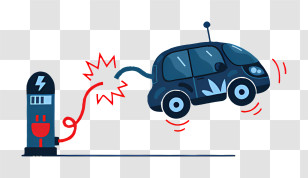 Electric Car - Electric Car Charging At Station Transparent PNG