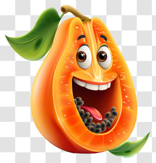3d Cartoon Fruit - Smiling Papaya Cartoon Transparent PNG