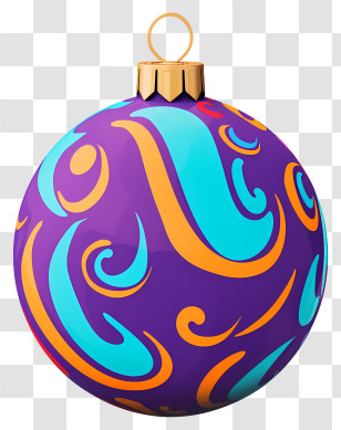 Blue And Purple Ornament - Colorful Christmas Ornament With Swirl Patterns Transparent PNG